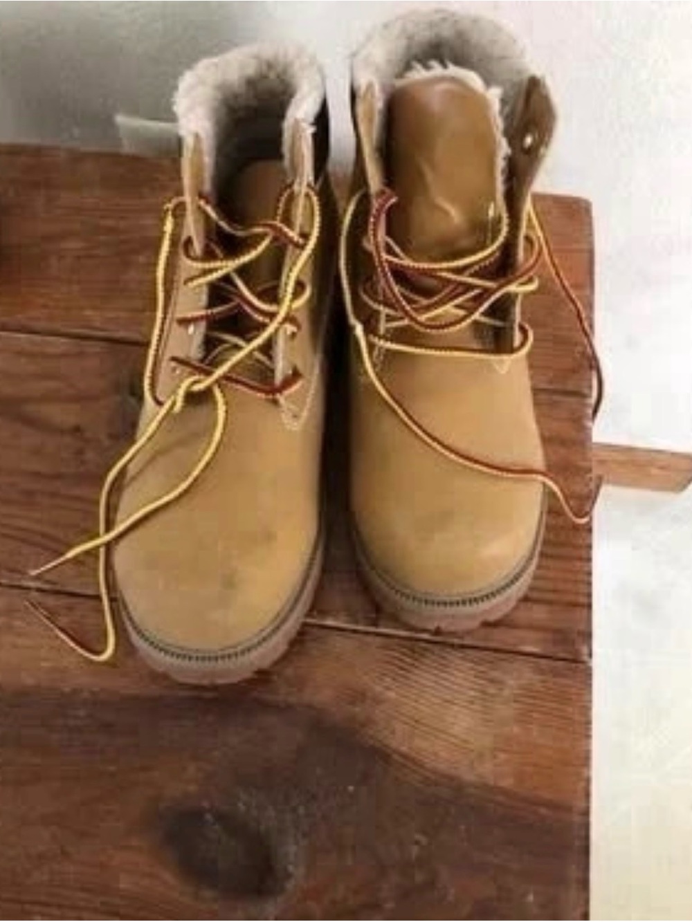 Smart Fit Kids Tan Lace-Up Rain & Snow Boots with Shearling Collar